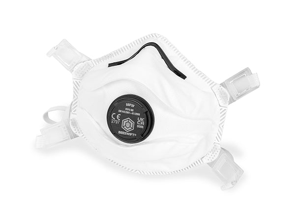 Beeswift Ffp3 Moulded Valved Cup Respirator - White - Respiratory Protection