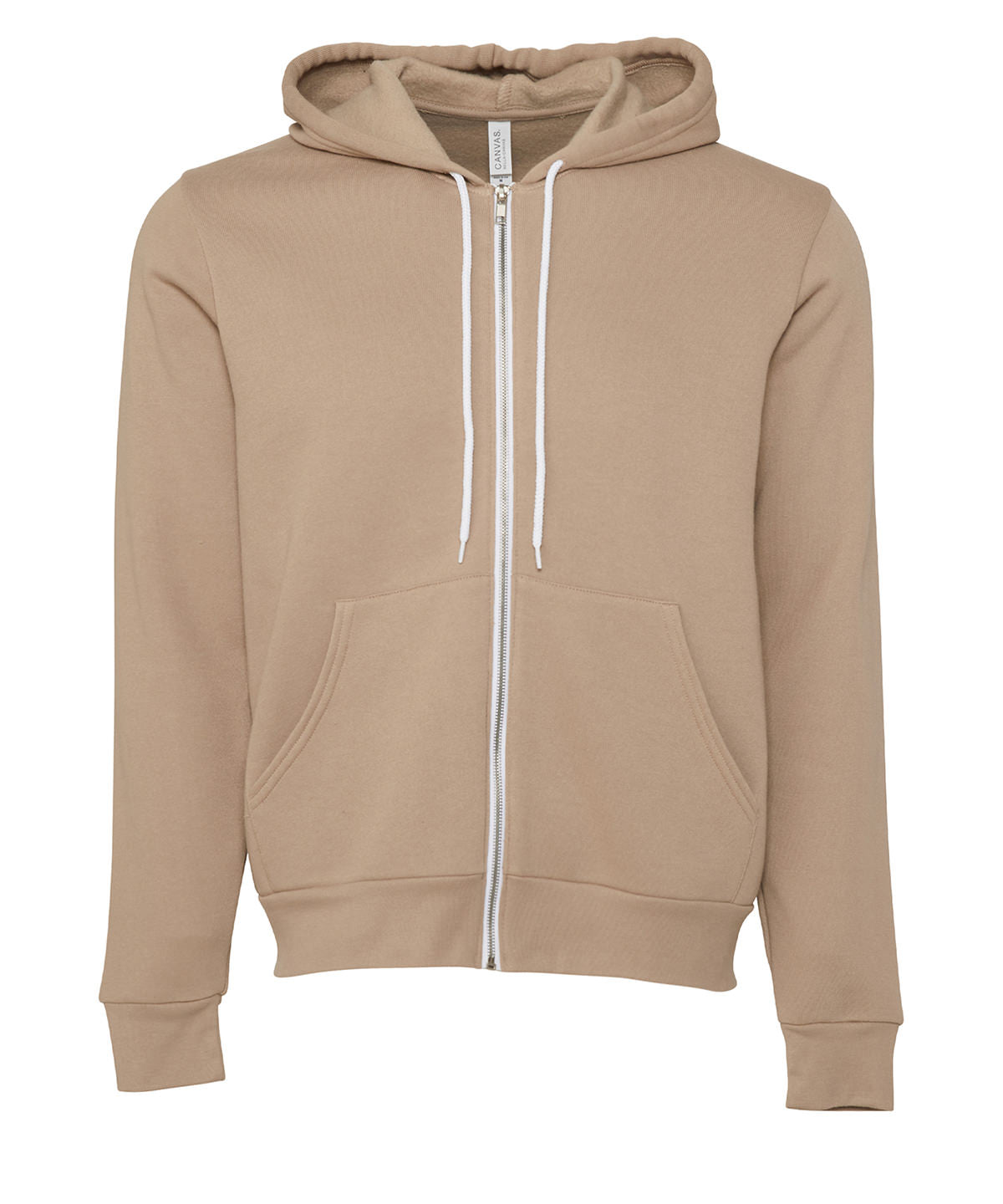 Bella Canvas Unisex polycotton fleece full-zip hoodie Tan