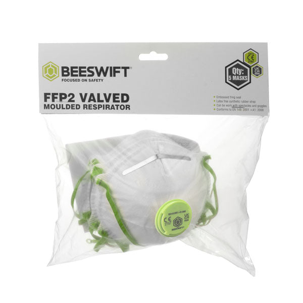 Beeswift Ffp2V Moulded Valved Respirator 5 Pack
