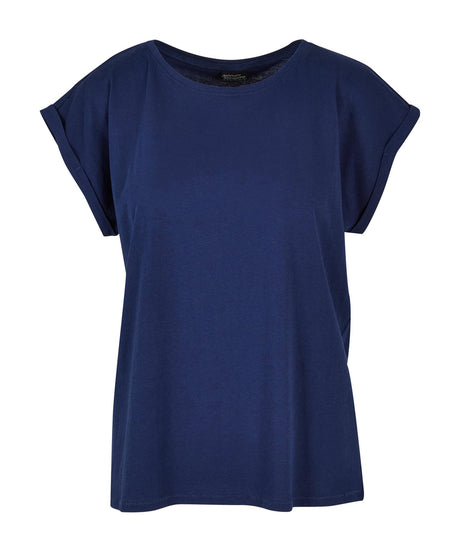 Build Your Brand Womens Extended Shoulder Tee Light Navy