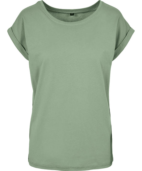 Build Your Brand Womens Extended Shoulder Tee Magic Salvia