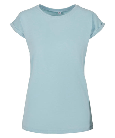 Build Your Brand Womens Extended Shoulder Tee Ocean Blue