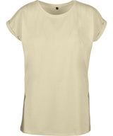 Build Your Brand Womens Extended Shoulder Tee Soft Yellow - XS - T-Shirts