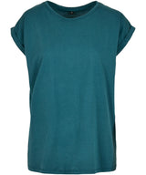 Build Your Brand Womens Extended Shoulder Tee Teal - XS - T-Shirts