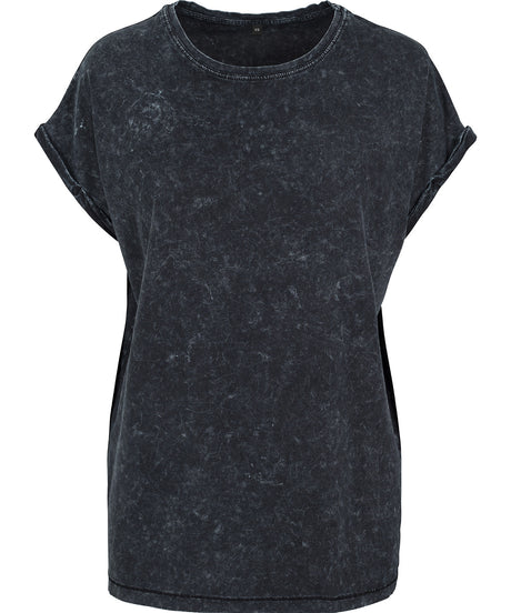 Build Your Brand Womens acid washed extended shoulder tee
