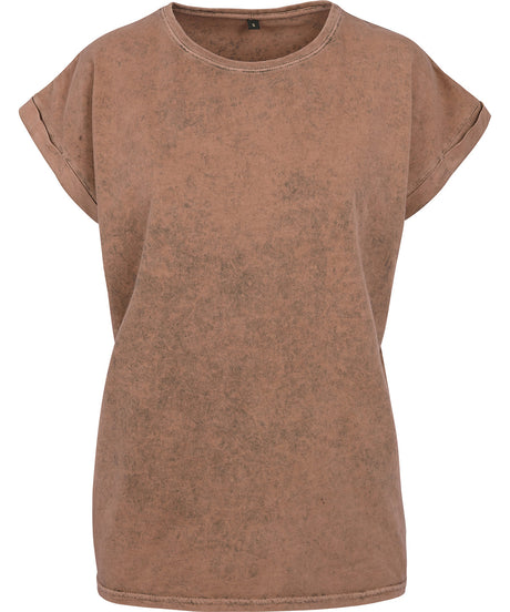 Build Your Brand Womens acid washed extended shoulder tee