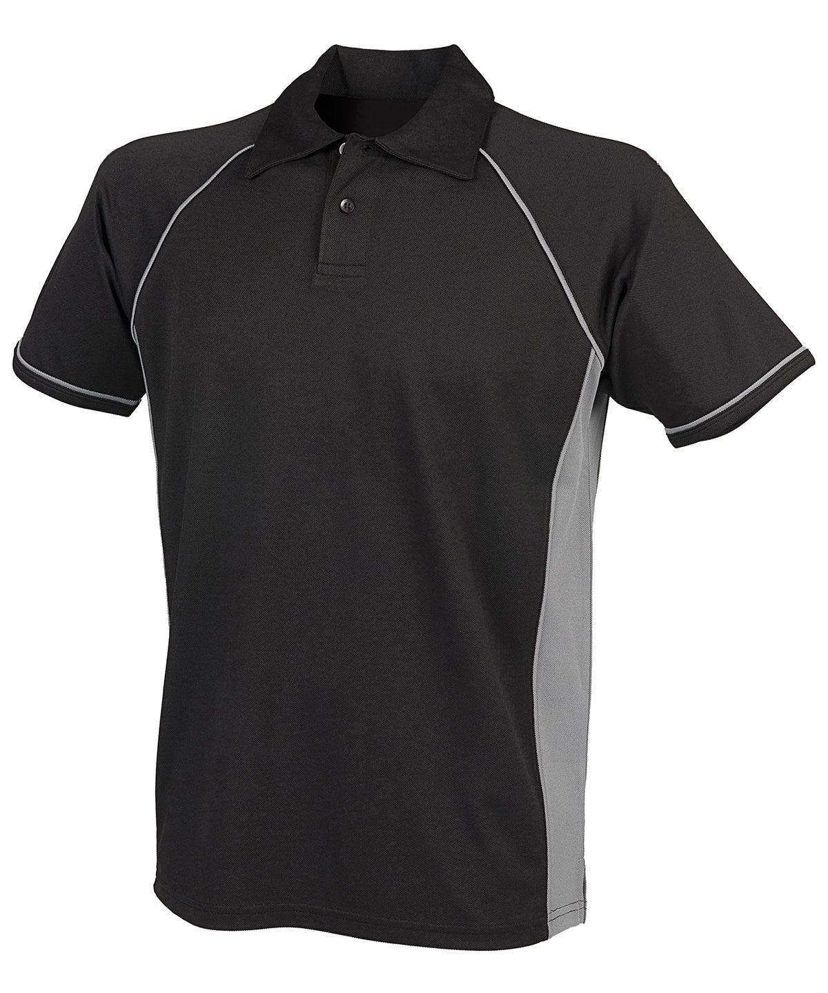 Finden & Hales Piped performance polo Black/Gunmetal Grey