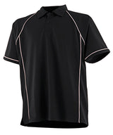 Finden & Hales Piped performance polo Black/White - S - Polo Shirts