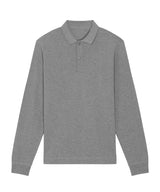 Stanley/Stella Prepster Long Sleeve Unisex Polo Mid Heather Grey - XS - Shirts