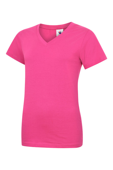 ladies_classic_v_neck_t_shirt_hot_pink