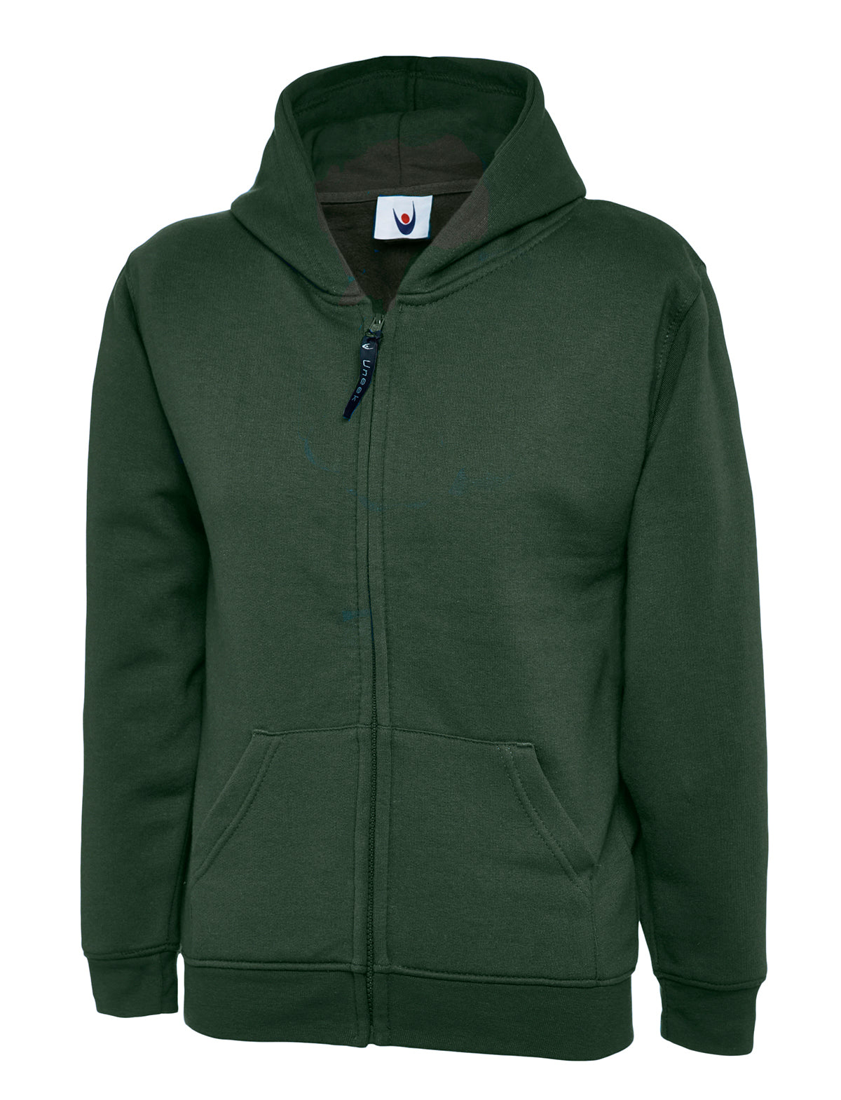 Uneek UC506 - Childrens Classic Full Zip Hooded Sweatshirt - Hoodies: Green