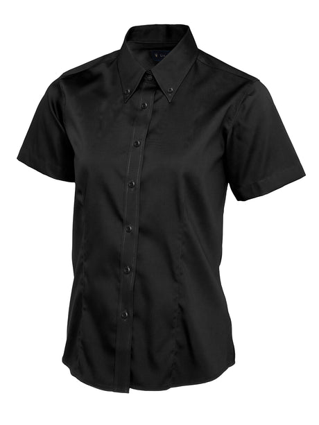 ladies_pinpoint_oxford_half_sleeve_shirt_black