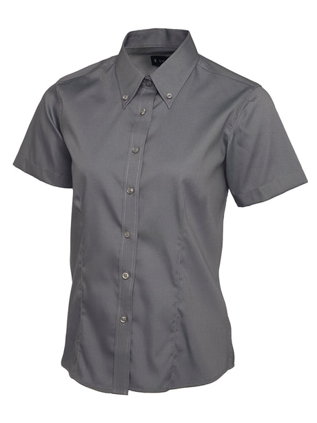 ladies_pinpoint_oxford_half_sleeve_shirt_charcoal
