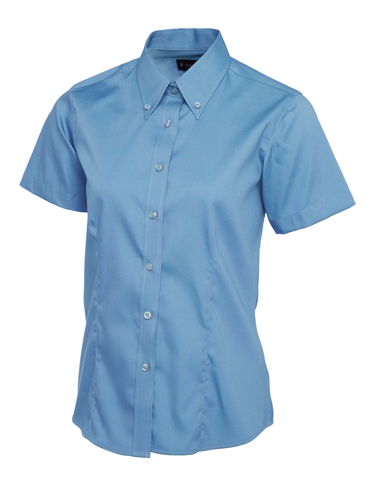 ladies_pinpoint_oxford_half_sleeve_shirt_mid_blue