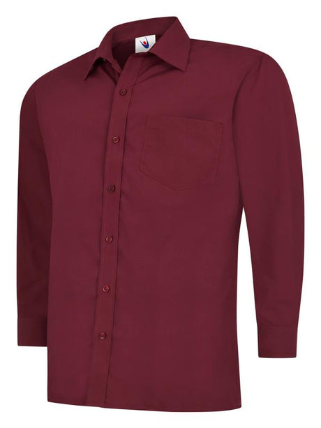 Uneek UC709 - Mens Poplin Full Sleeve Shirt Burgundy