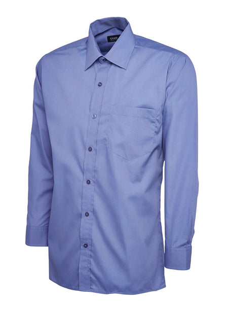 Uneek UC709 - Mens Poplin Full Sleeve Shirt Mid Blue