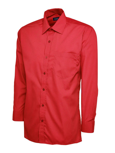 Uneek UC709 - Mens Poplin Full Sleeve Shirt Red
