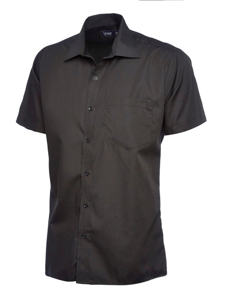 Uneek UC710 - Mens Poplin Half Sleeve Shirt Black