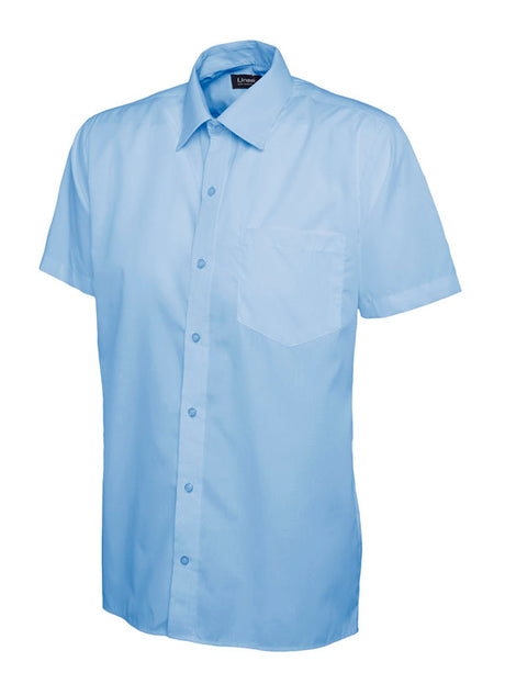 Uneek UC710 - Mens Poplin Half Sleeve Shirt Light Blue