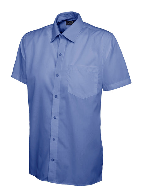 mens_poplin_half_sleeve_shirt_mid_blue