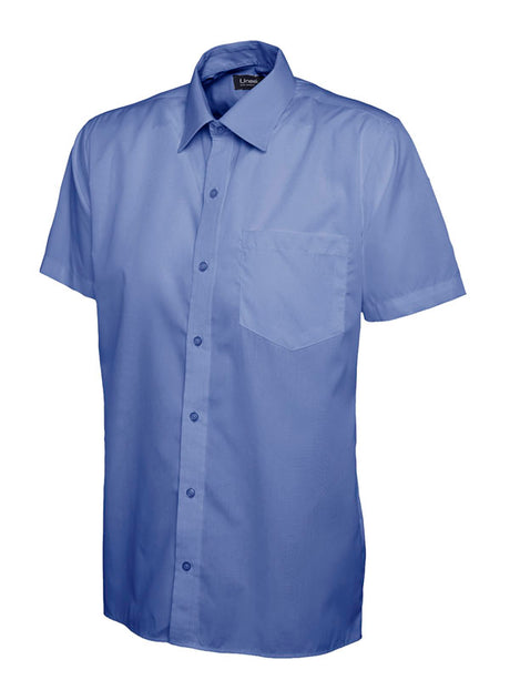 Uneek UC710 - Mens Poplin Half Sleeve Shirt Mid Blue
