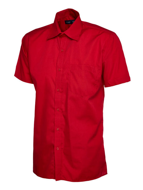 Uneek UC710 - Mens Poplin Half Sleeve Shirt Red