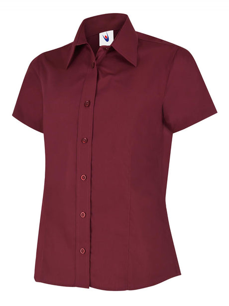 ladies_poplin_half_sleeve_shirt_burgundy