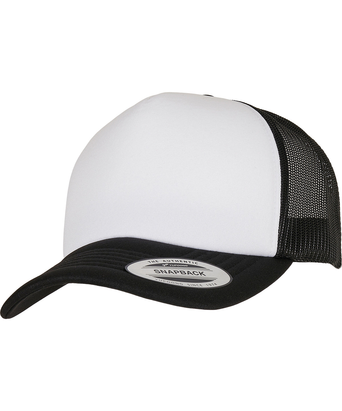 Flexfit by Yupoong YP Classics curved foam trucker cap – white front
