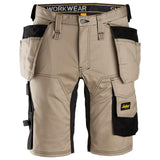 Snickers 6141 Allroundwork Stretch Work Shorts - Holster Pocket Durable Design - Khaki\Black / 30R (44)