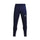 Navy blue Under Armour Challenger training pants with an elastic waistband and drawcord, featuring open hand pockets and ankle zips.